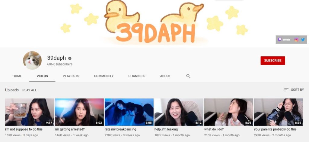 39daph Youtube channel