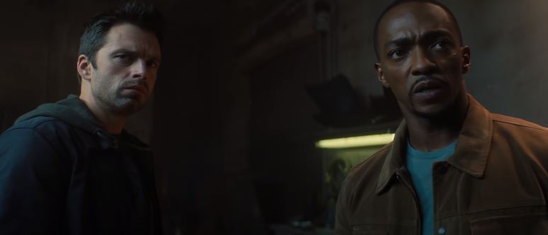 Actors Sebastian Stan and Anthony Mackie in The Falcon and The Winter Soldier