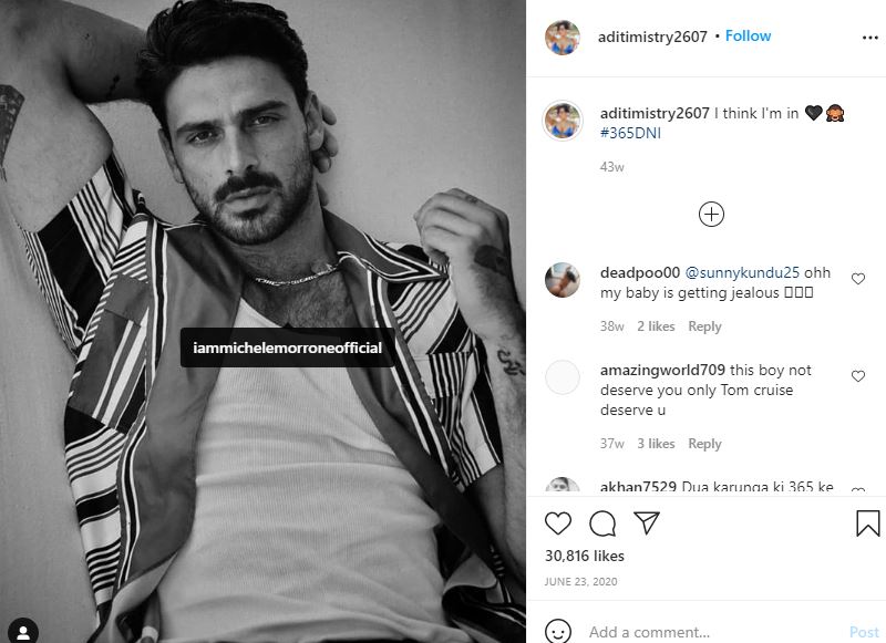 Aditi Mistry is a huga fan of actor Michele Morrone