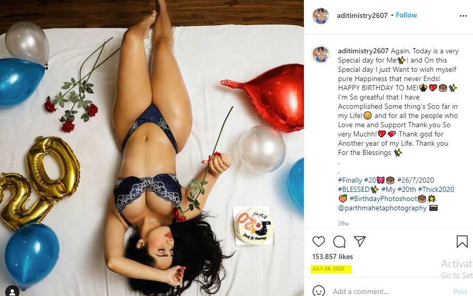 Aditi Mistry on her 20th birthday