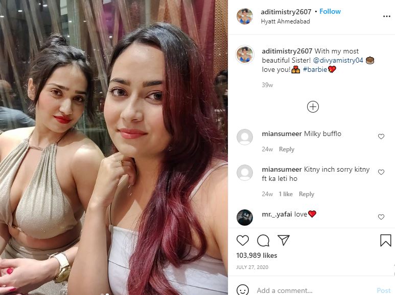 Aditi Mistry with her sister Divya Mistry