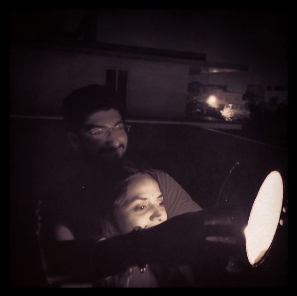Ahana Deol with her husband on Karvachauth