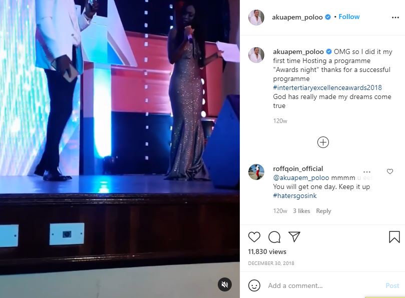 Akuapem Poloo hosting a award show.