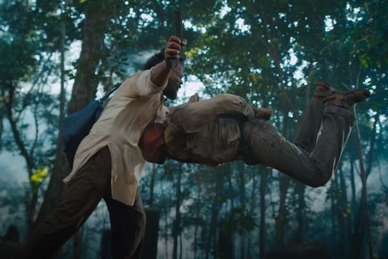 Allu Arjun as Pushpa Raj fighting scene