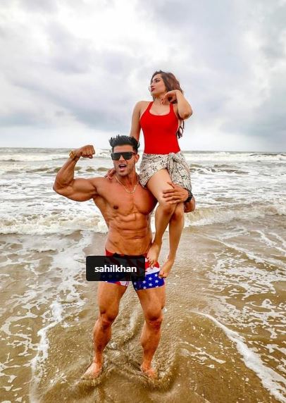An old photo of Aditi Mistry with fitness model Sahil Khan