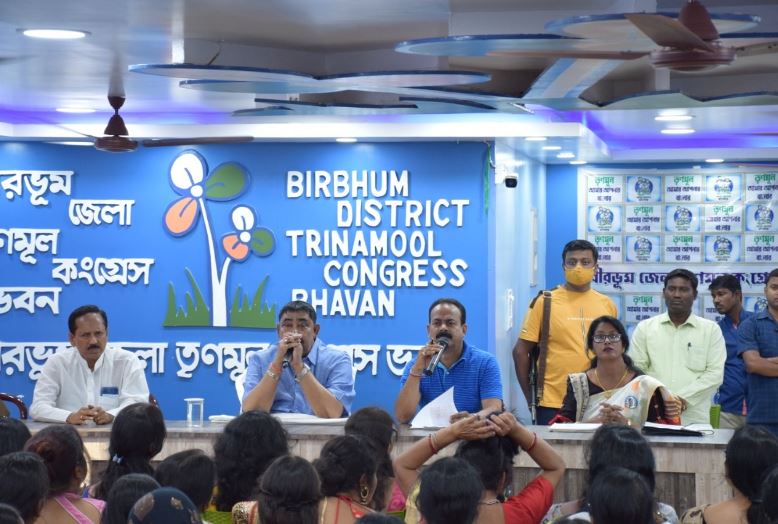Anubrata Mondal at a press conference with other leaders of TMC