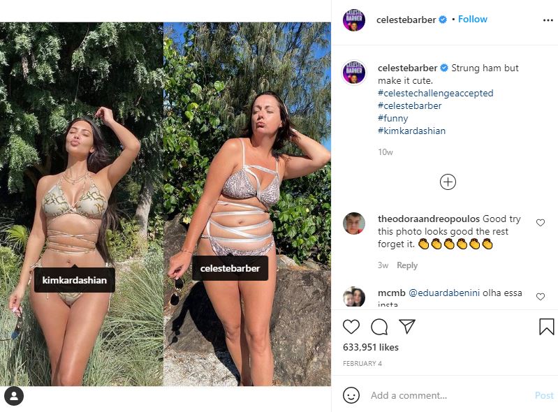 Celeste Barber's comedically recreation photo of Kim Kardashian