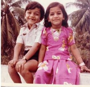 Childhood picture of Surekha Vani with her brother
