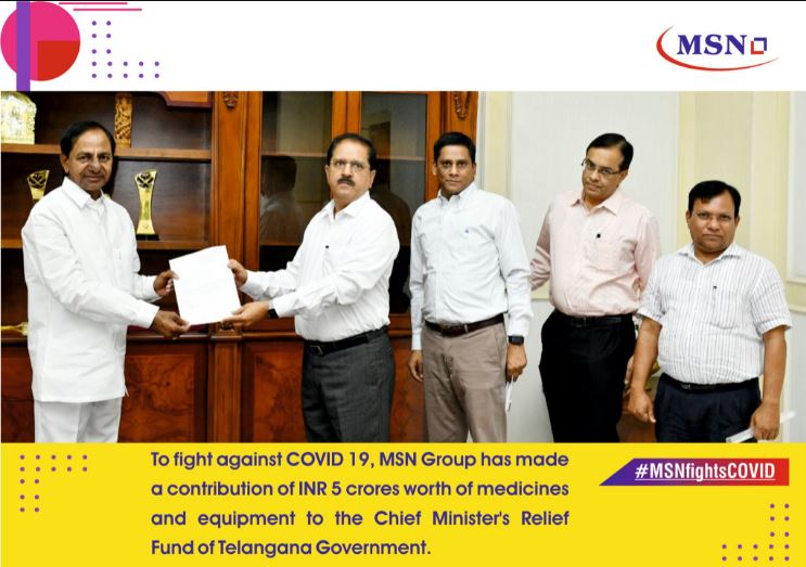 Dr. MSN Reddy gave Rs. 5 Crores to the CM of Telangana for Pandemic