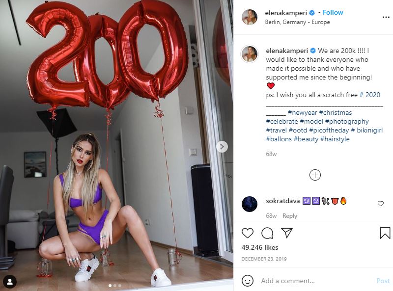 Elena Kamperi Insta account crossed 200K followers