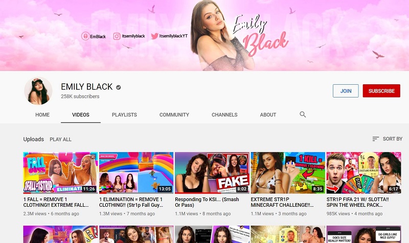 Emily Black YouTube channel