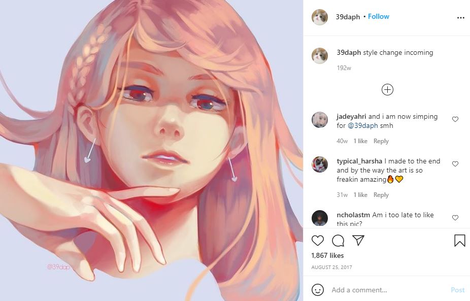 First Instagram post of 39daph