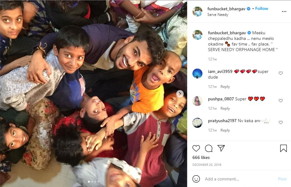 Fun Bucket Bhargav at an Orphanage home