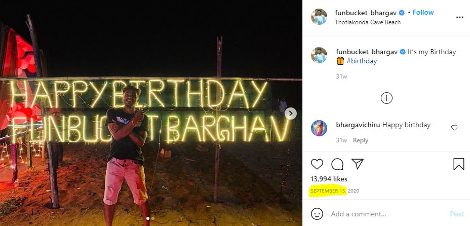 Fun Bucket Bhargav spent his birthday at Beach