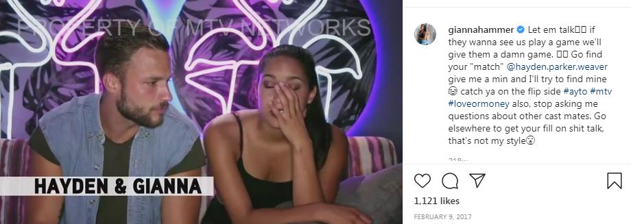 Gianna and Hayden on Are You the One