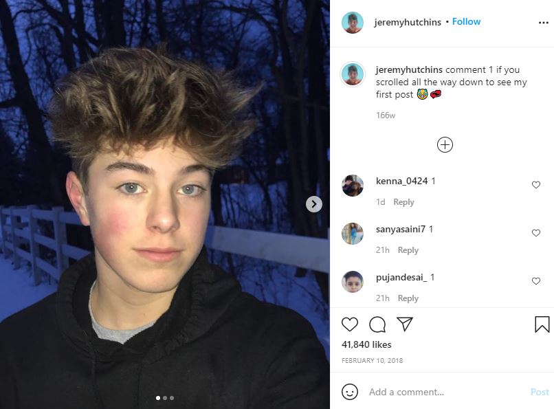 Jeremy Hutchins first Instagram post