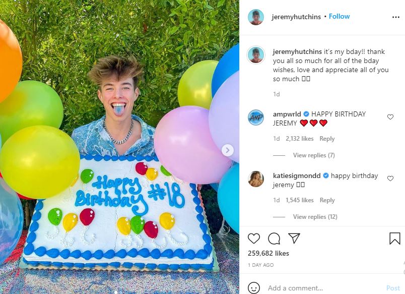 Jeremy Hutchins on his 18th birthday
