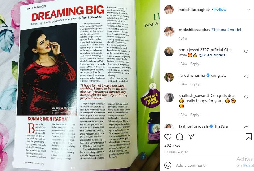 Mokshita Raaghav in Famina magazine article