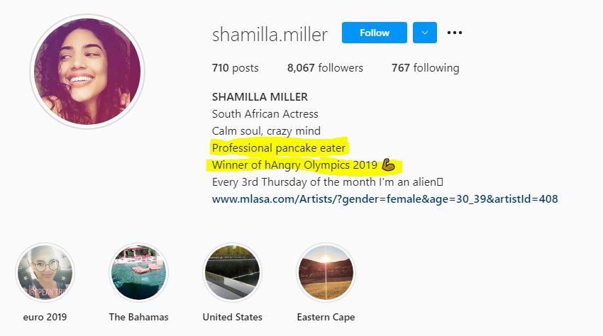Shamilla Miller Insta account
