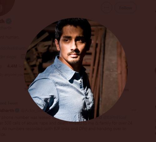 Siddharth receives rape, death threats. 'BJP Tamil Nadu IT cell leaked my number,' tweets actor