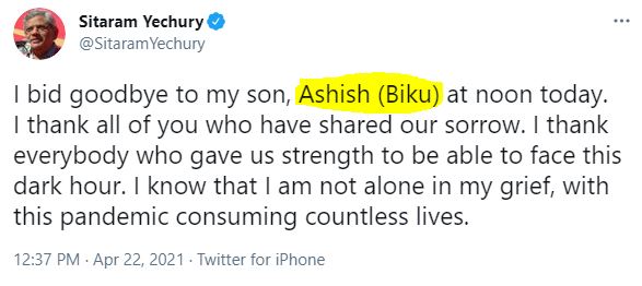 Sitaram Yechury's tweet