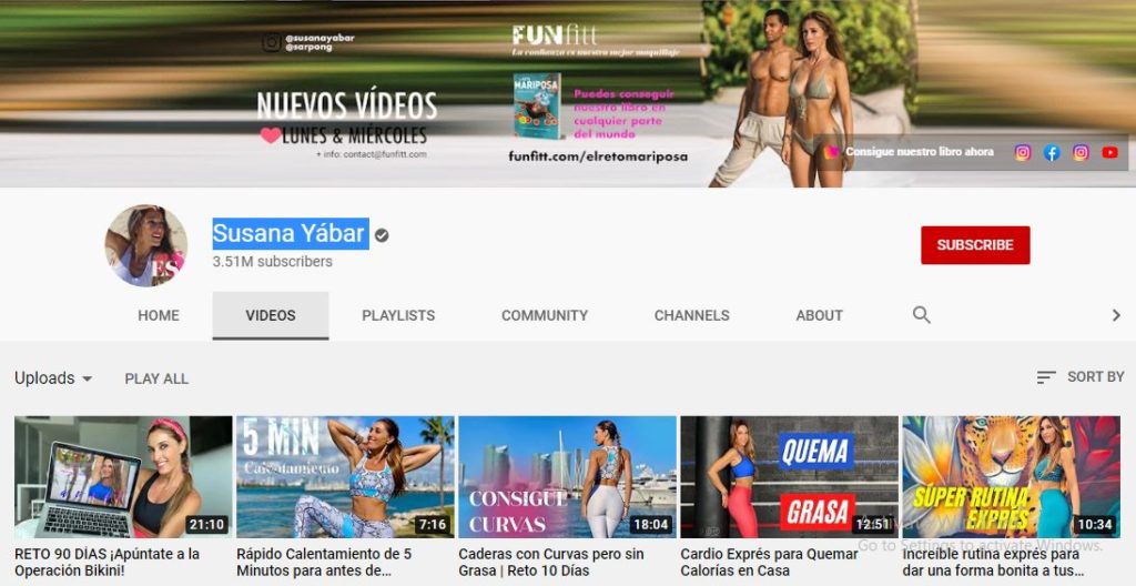 Susana Yabar official Youtube channel