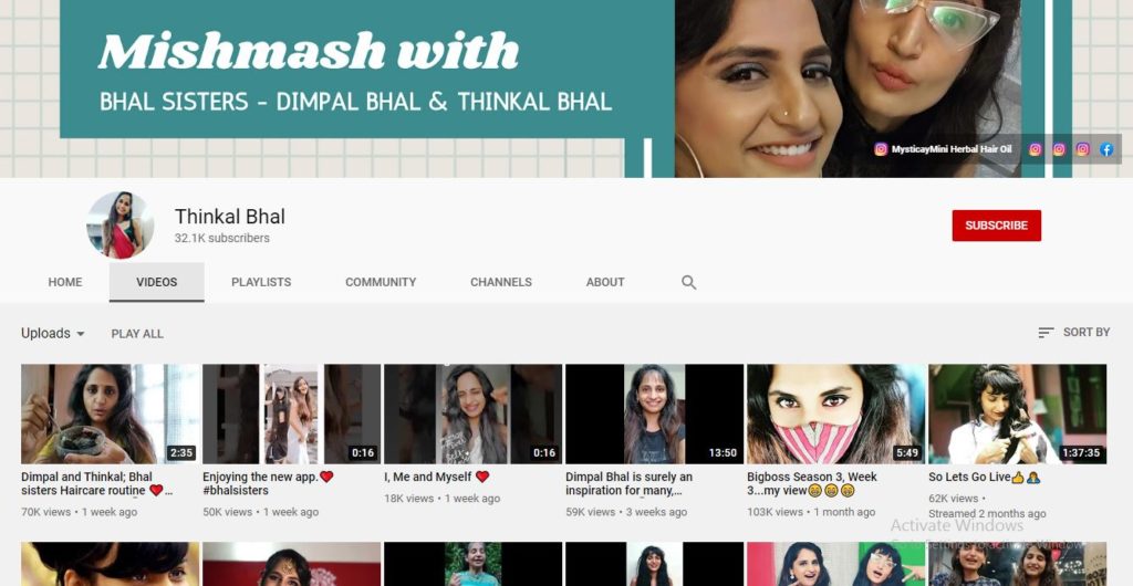 Thinkal Bhal Youtube channel