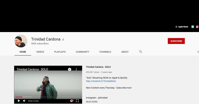 Trinidad Cardona YouTube channel