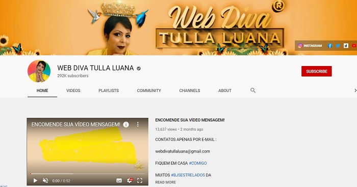 Tulla Luana YouTube channel