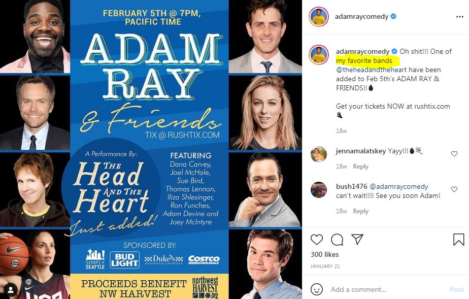 Adam Ray performed with his favorite band