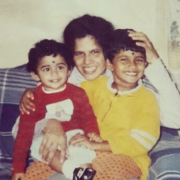 Adline Castelino with her mother in childhood