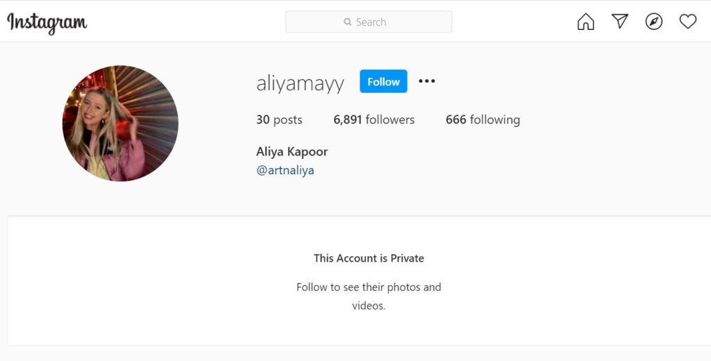 Aliya Kapoor has 6,891 followers on her Instagram account