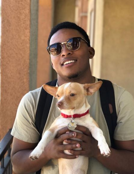 Camron Jones with his dog