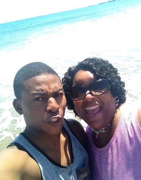 Camron Jones with his mother