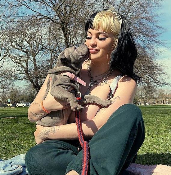 Charlotte Freud with her pet dog