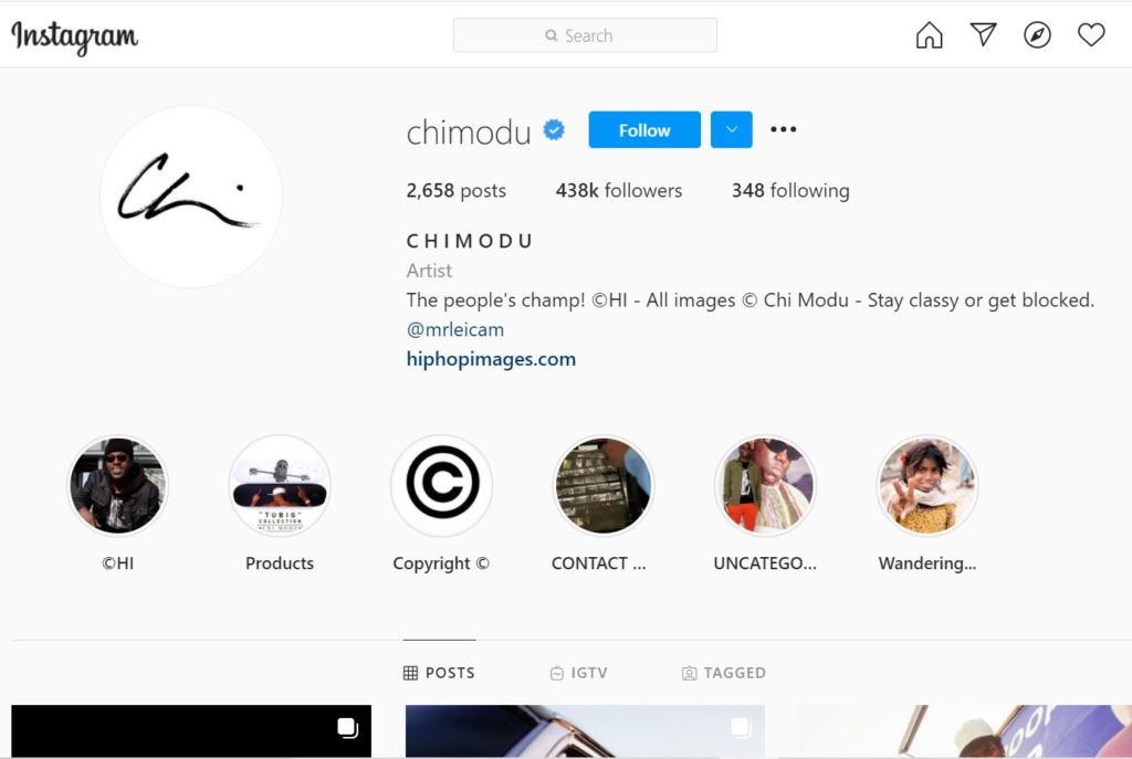 Chi Modu has 438k followers on his Instagram account