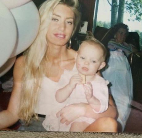 Childhood image of Athena Perample with her mother