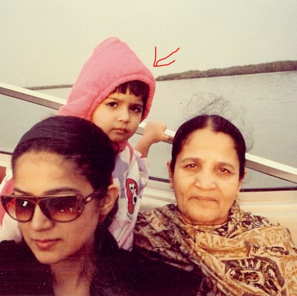 Childhood photo of Aymen Saleem with her family members