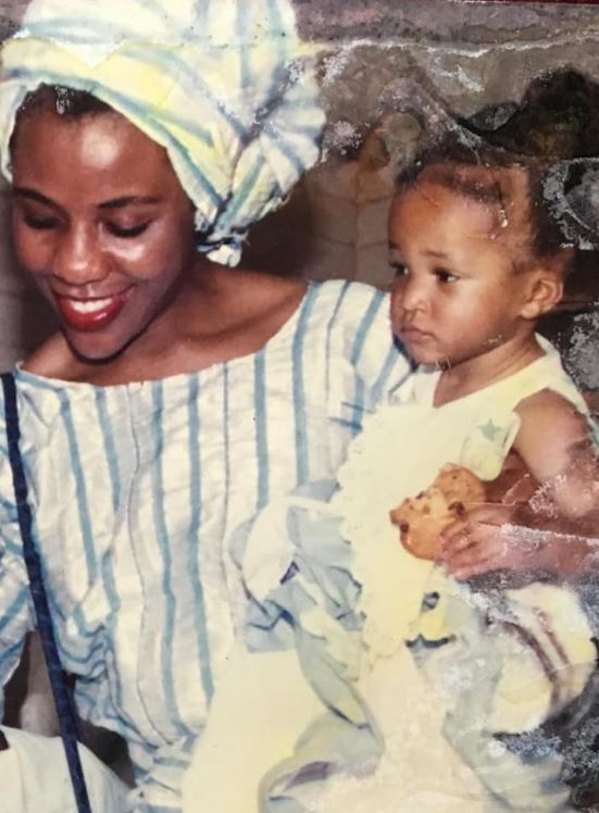 Childhood photo of Fancy Acholonu with her mother