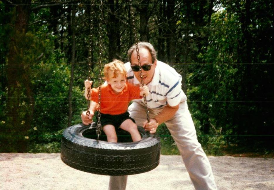 Childhood picture of Dillon Buss with his dad Steve Buss