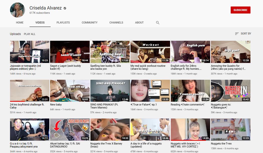 Criselda Alvarez YouTube channel
