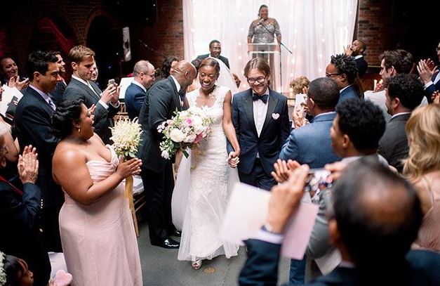 David Mars and Patina Miller's wedding photo