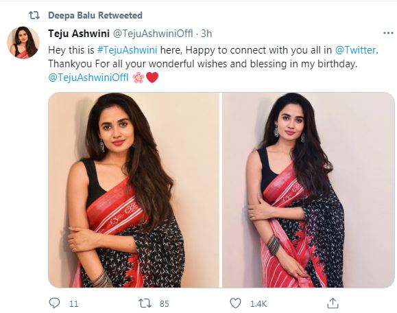 Deepa Balu retweeted Teju Ashwini tweet