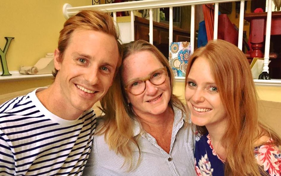 Dillon Buss with his mother Patti Lynch Buss and sister Casey Buss