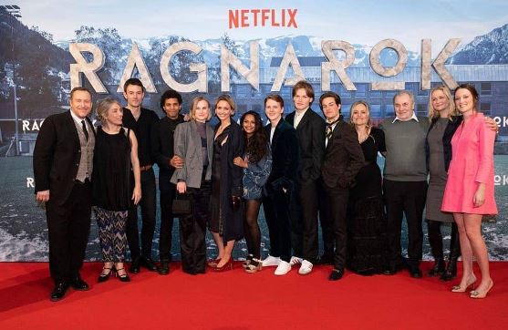 Emma Bones with the cast of Ragnarok