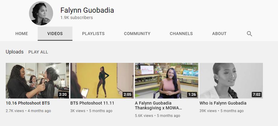 Falynn Guobadia's Youtube channel