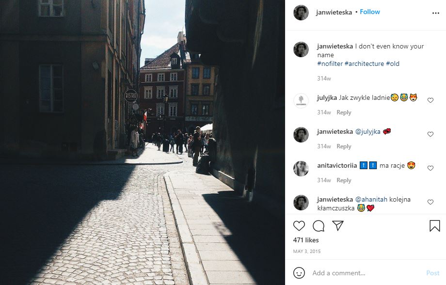 First Instagram post of Jan Wieteska