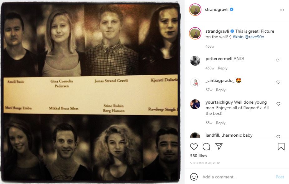 First Instagram post of Jonas Strand Gravli