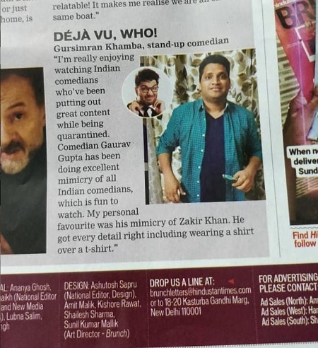 Gaurav Gupta got featured in NT Brunch newspaper