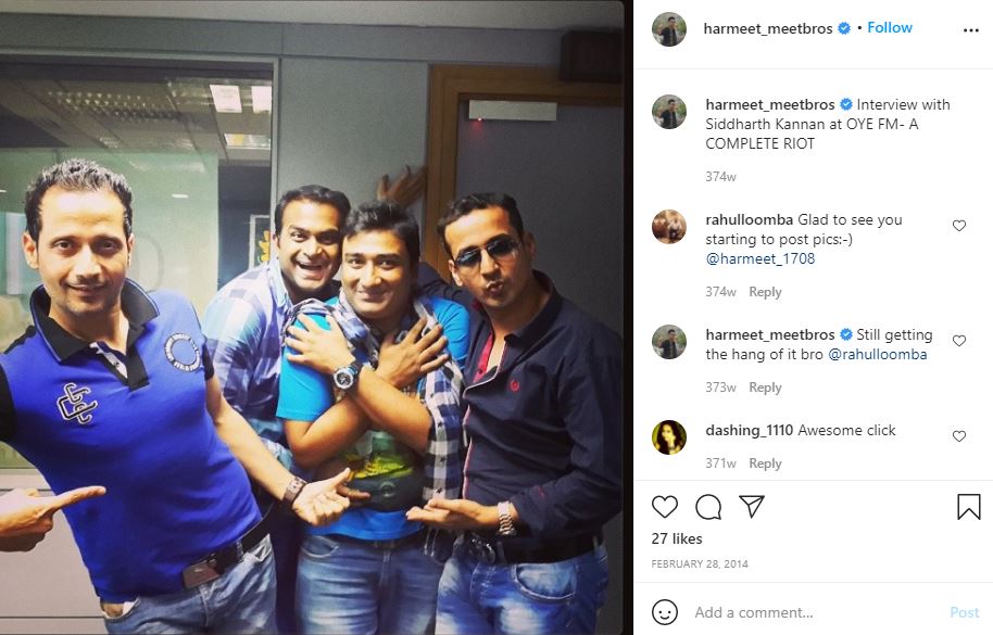 Harmeet Singh first Instagram post of Harmeet Singh
